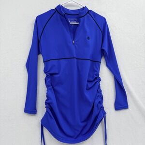 Coolibar Lawai Ruche Swim Shirt Baja Blue Small Sun Protection Beach Water Sport